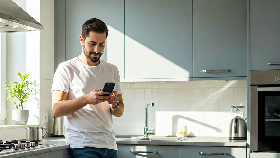 Tenant looking at rental properties on phone